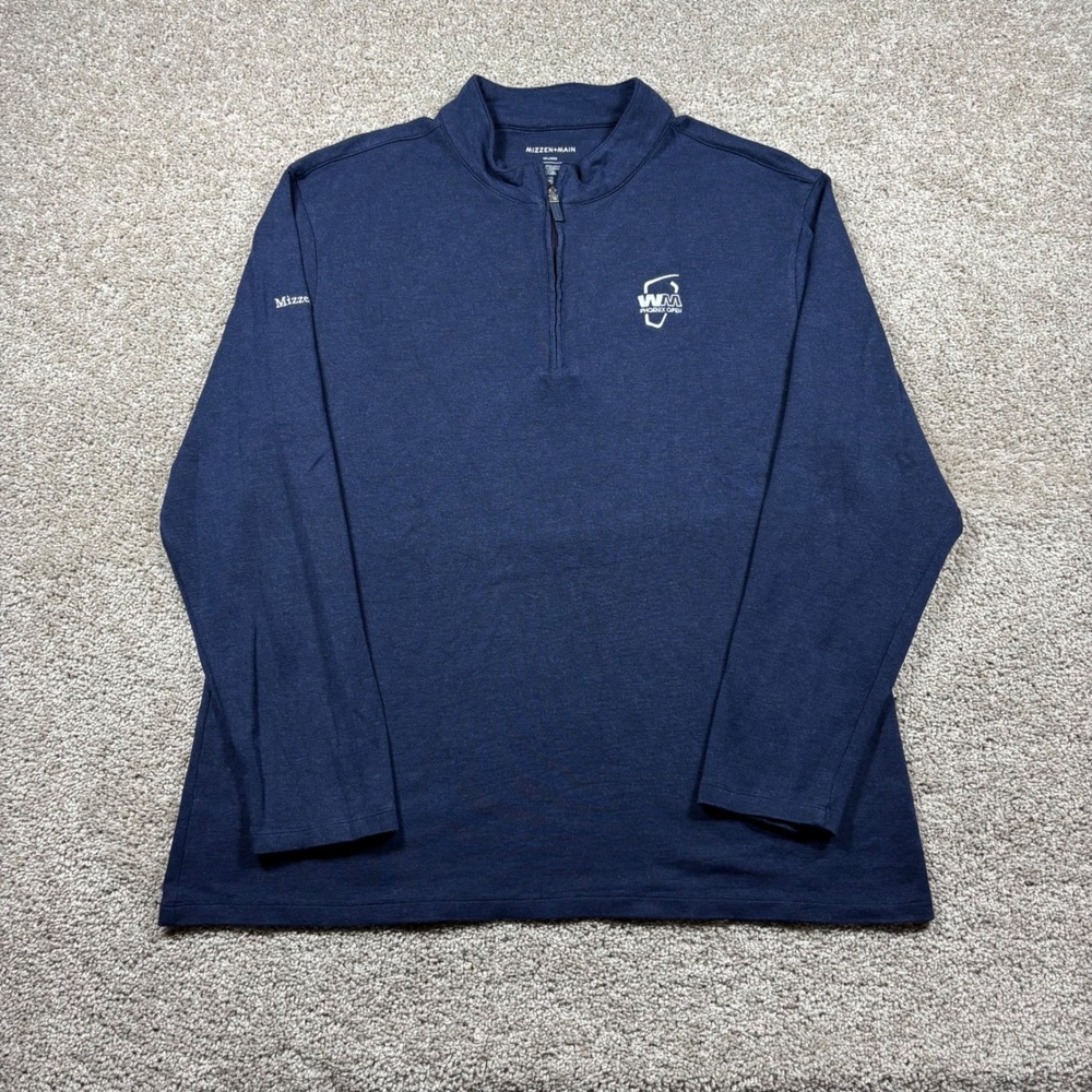 Mizzen+Main Mens 2XL Navy Blue WM Phoenix Open Quarter Zip Pullover 1/4